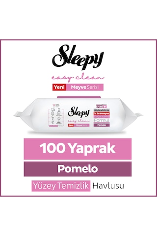 Sleepy Meyve Serisi Yüzey Temizlik Havlusu Mendili Pomelo 100 Yaprak Beyaz