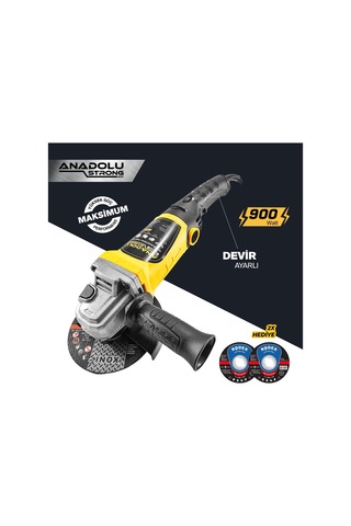 Anadolu Strong DM803 900 W 115 MM Devir Ayarlı Avuç İçi Taşlama Makinesi