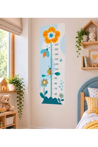 Çocuk Odası Boy Ölçer Duvar Stickerı Dijital Folyo Baskı, Dekoratif Boymetre
