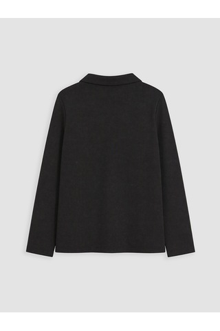 Lcw Comfort Siyah Polo Yaka Soft Touch Kadın Sweatshirt
