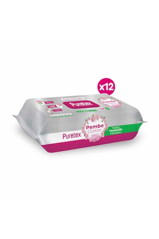 Puretex Yüzey Temizlik Havlusu Pembe Çiçekler 12x100 1200 Yaprak Beyaz