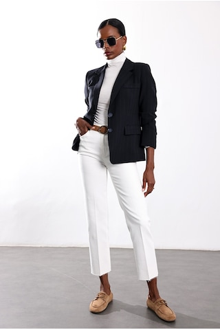 5in1Canpolat Lacivert Çizgili Blazer Ceket 17285