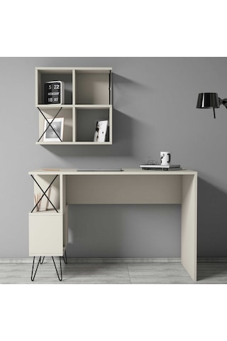 Variant Variant Extra Duvar Raflı Çalışma Masası - Krem