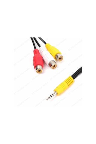 3.5Mm Mini Jack Av Erkek - 3X Rca Dişi Sesli Video Konektör