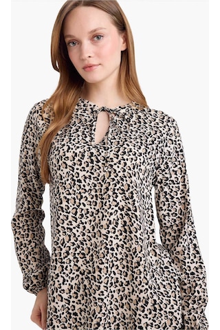 Defacto Regular Fit Bisiklet Yaka Leopar Desenli Uzun Kollu Bluz N1809az26sper103 Ekru-er103