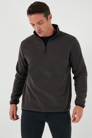 Buratti Slim Fit Yarım Fermuarlı Dik Yaka Erkek Polar 2'li Paket5906003S2 - Füme-Lacivert