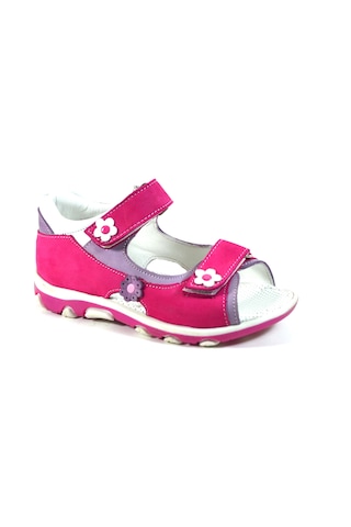 Bayrak Ty.11 Hakiki Deri Pembe Mor Ortopedik Kız Çocuk Sandalet Mor - Pembe