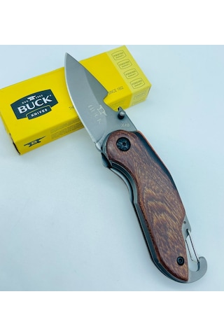 Buck Marka Ahşap Kasa Küçükboy Mini Çakı //15cm-x48 Gri - Kahverengi