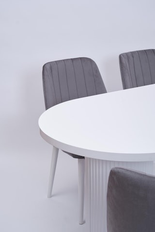 Bohem Milano Lak Panel Yemek Masa Sandalye Takımı 90x170 Beyaz