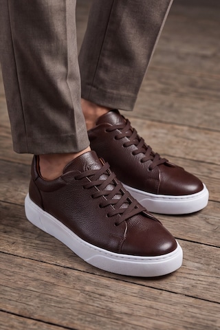 Liarca Asterio %100 Hakiki Deri Sararmayan Faylon Taban Sneaker Klasik Kahverengi Beyaz Ayakkabı Kahverengi - Beyaz