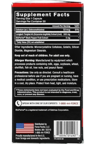 Force Factor, Longjack Tongkat Ali, 500 Mg, 30 Capsules