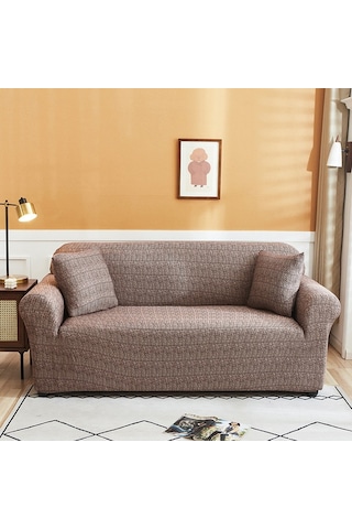 Sones Çift Kişilik Tam Kapsama Elastik Kaymaz Kanepe Örtüsü Moda Fasulye Macunu