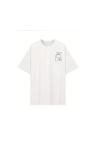Primemagazam Kadın T-shirt Kısa Kollu, "umrumda Değil" Baskılı Tişört - Beyaz Çeşitli