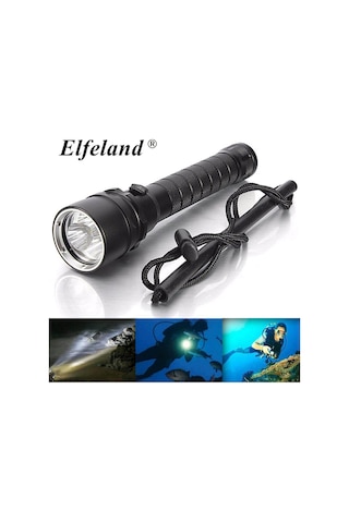 Elfeland 15000lm 3x L2 Led Dalış Sualtı 100m El Feneri Su Geçirmez Siyah