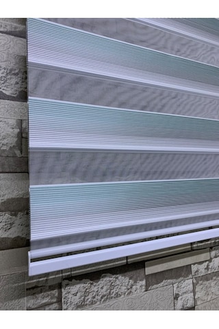 Yeşil Gri Mini Plise Zebra Perde Tüm Ölçülerde