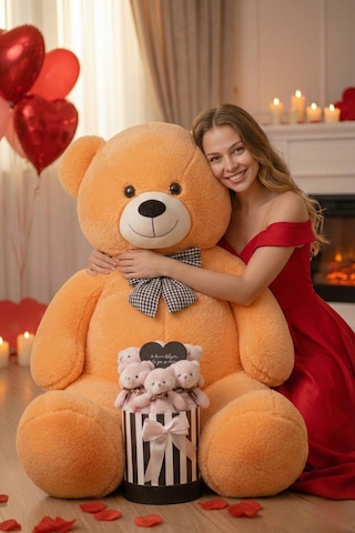 Kadınlar Günü Ne Özel: 90 Cm Peluş Ayı & Aynalı Mesajlı Pembe Silindir Ayıcık Buketi Romantik Sevgiliye Hediye Buket 42362003