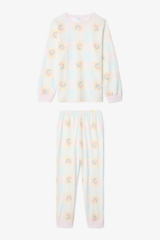 Penti Optik Beyaz Kız Çocuk Çıtır Çiçek Desenli Uzun Kollu Pamuklu 2'li Pijama Takımı