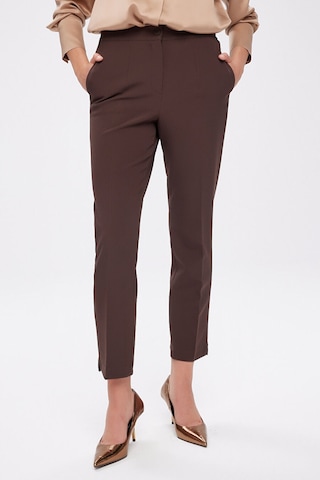 Faik Sönmez Arka Kemeri Lastikli Slim Fit Pantolon W27pnt001 Bw27pnt00130 Kahve
