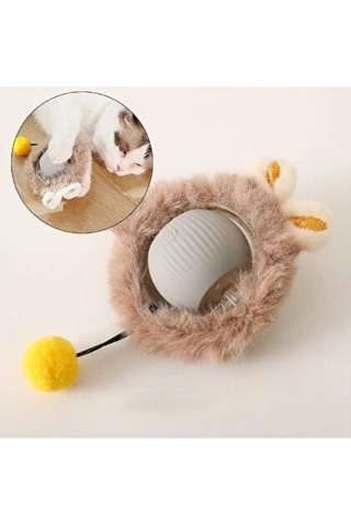 Kp Şarjlı Hareketli Peluş Kedi Oyuncağı Kuyruklu 5 Cm İnteraktif Titreşimli Hareketli Top