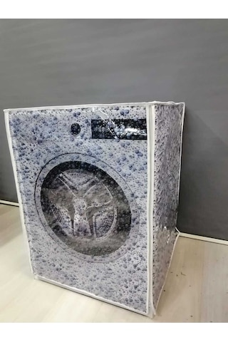 Damla Desenli Fermuarlı Çamaşır Ve Kurutma Makinesi Örtüsü Mavi