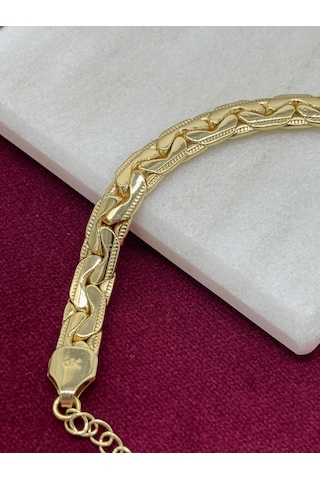 14 K Renginde Kalın Örgü Model Gold Bileklik Gold