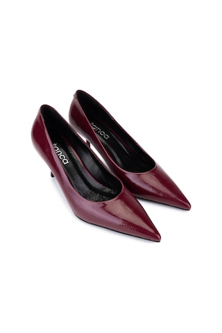 Tamer Tanca Kadın Suni Deri Bordo Rugan Topuklu Ayakkabı 1160 2026 Bn Ayk Sk25-26 Bordo Krsk Rgn Bordo