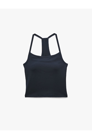 Koton Slim Fit Basic Çapraz İp Askılı Kolsuz Spor Atlet Lacivert 7wak30050nk