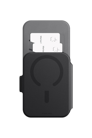 İphone 18 Pro Max Kılıf M-safe Özellikli Amazingthing Titan Lens Flip Serisi Kartlıklı Kapak Siyah