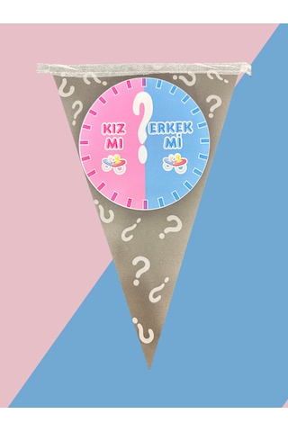 Baby Shower & Gender Reveal 9 Lu Üçgen Flama Süsleri