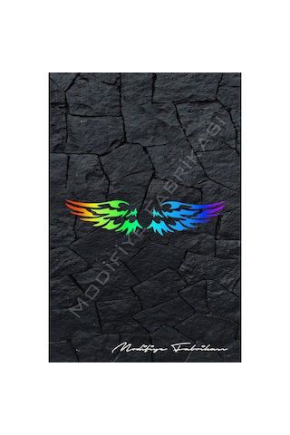 Melek Kanat Sticker Folyo - Hologram - 24 X 5.5 Cm