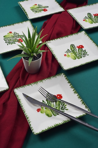 Piatti Naturali 6'lı Kaktüs Tatlı Tabak Seti Sunum Servis Pasta 15 Cm