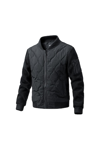 Şık Fermuarlı Yün Kollu Erkek Günlük Ceket Yeşil