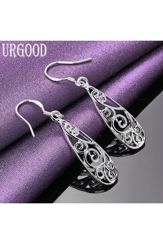 925 Ayar Gümüş Vintage Geometri Damla Küpe Takı