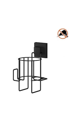 Tekno Tel Ef-262 Siyah Saç Kurutma Makinesi Askısı Yapışkanlı Deliksiz Fön Makinesi Tutacağı Siyah