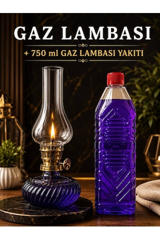 Cam Gaz Lambası 750 Ml Gaz Lambası Yakıtı Hediyeli Nostaljik Aydınlatma Şeffaf