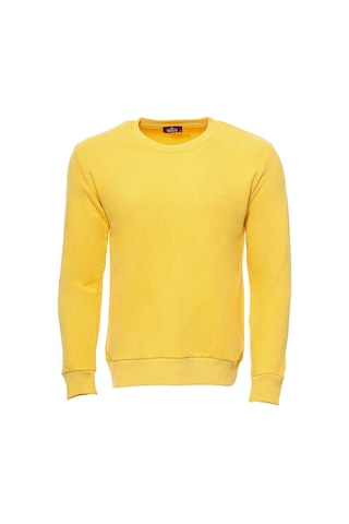 Wessi Sarı Desensiz Bisiklet Yaka Sweatshirt Sarı
