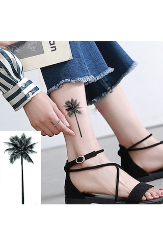 Geçici Dövme Hindistan Cevizi Ağacı Palmiye Ağaç Su Geçirmez Geçici Ufak El Kol Dövmesi Tattoo