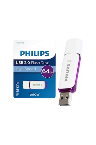 Philips Fm64fd70b/00 Snow Mor/beyaz 64 Gb Usb 2.0 Flash Bellek