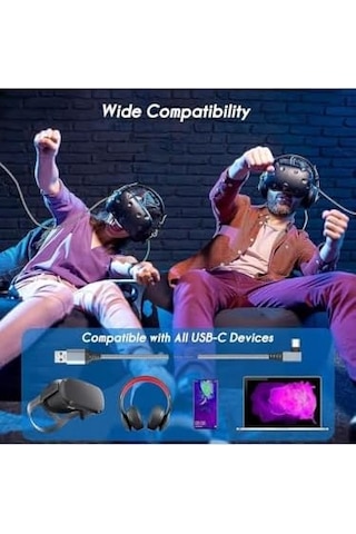 Vr5 Usb3.2 Oculus Quest 3/2/1 Pico 4 Aksesuarları Ve Pc/steam Vr, 5gbps Yüksek Hızlı Pc Veri Aktarımı, Vr Kulaklık, Oyun Bilgisayarı, Sanal Gerçeklik Gözlüğü Uyumlu 5 Metre