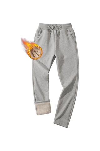 Ghassy Co. Ghassy Co. Erkek Ultra Termal Kışlık Sherpa Astarlı Aktif Koşu Normal Paça Jogger Eşofman Altı GRİ MELANJ