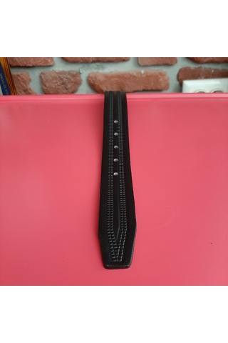 Erkek Kemer Baskı Desenli Siyah Hakiki Vejetal Dana Deri 3.5 CM Siyah