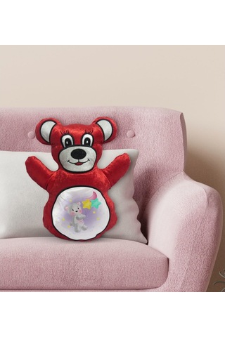 Bk Gift Tatlı Ayıcık Tasarımlı Kırmızı Ayıcık Yastık-1