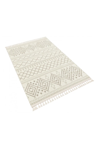 Decoser Halı Garden Serisi 01-beyaz Etnik İskandinav Desenli Koridor Salon Oturma Odası Kilim Halısı Beyaz Krem