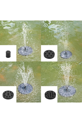 Mufunye Güneş Enerjili Bahçe Havuzu Su Pompası, 6 Farklı Nozzle İle Otomatik Çalışır, 65cm Maksimum Sprinkler Yüksekliği, Siyah Monokristal Silisyum