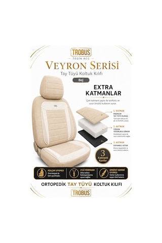 Peugeot 301 2012 Sonrası Uyumlu Veyron Serisi Bej Tay Tüyü Koltuk Kılıfı