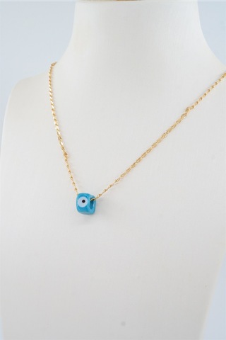 Kadın Cam Nazar Boncuklu Kolye - ALTIN Gold