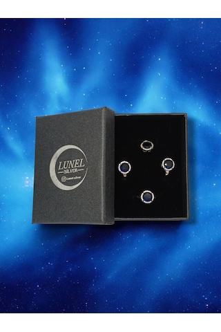 Elmas Kesim Taşlı Gümüş Takı Seti - Kolye Ucu, Küpe Ve Yüzük Şık Ve Göz Alıcı Tasarım Gümüş