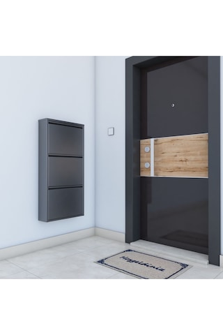 3'lü Metal Ayakkabılık - Antrasit Nocolor-440b3e40