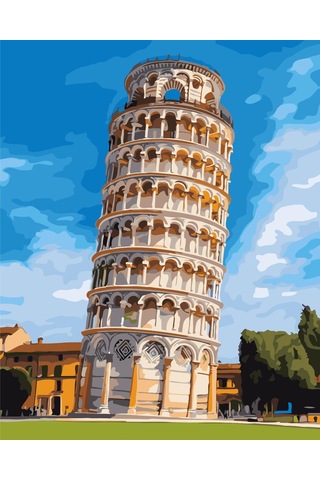 Sayılarla Boyama Numaralı Tuval Seti Boya Fırça Dahil 40x50 Cm Pisa Hatırası