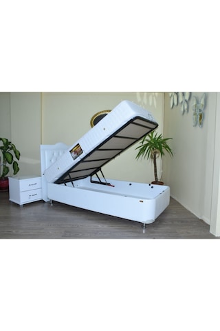 Suni Deri Beyaz Silinebilir Kumaş Metal Transmisyon Çelik 120*200 cm, Ortopedik Cotton Kumaş Yatak